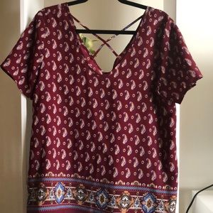 Red summer top with criss cross back